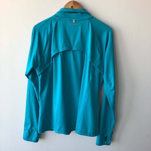 Champion Turquoise Blue Mock Neck Zip Up Sweater - Picture 3 of 6